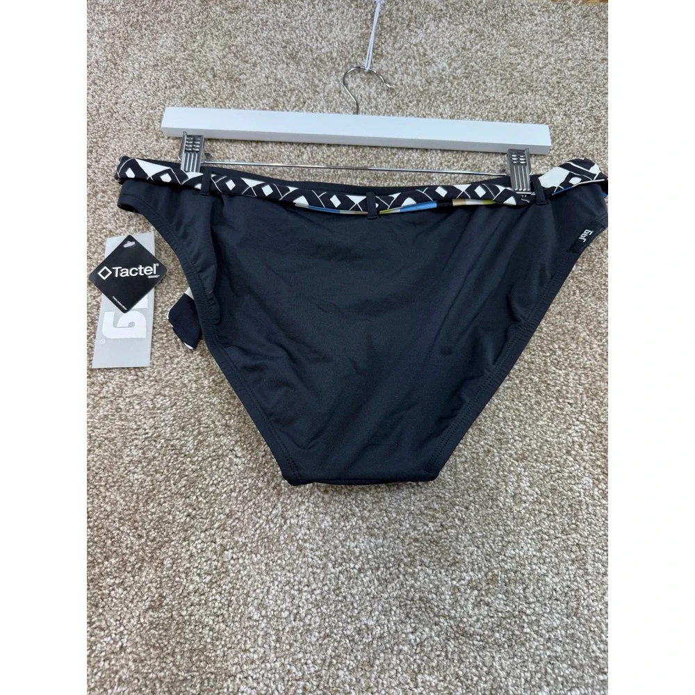 Jag Womens XL Swimsuit Bottoms Black Geometric Side Tie Swim Wear Bikini Beach